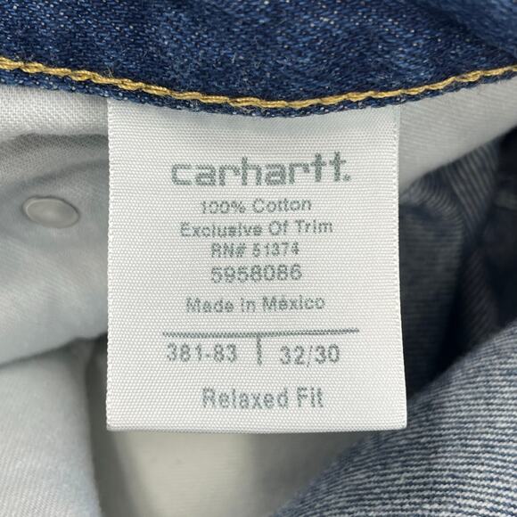 Carhartt Relaxed Fit Straight Leg High Rise Mid Wash Denim Cotton Jeans 32/30 - Picture 6 of 10